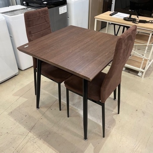 ダイニングテーブル チェア2脚セット ダークブラウン系 75×75×76.5