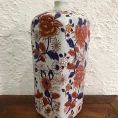 焼物　花絵　花瓶　角瓶　フラワーベース　