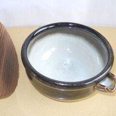 【取引中】益子焼片口　木蓋つき注ぎ口ありの器　菓子鉢など