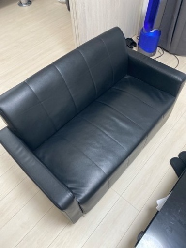 合皮加工ソファ✨2人掛け美品ブラック
