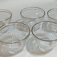 中古 ガラス硝子グラス コップ 5個セット 金縁 昭和レトロ