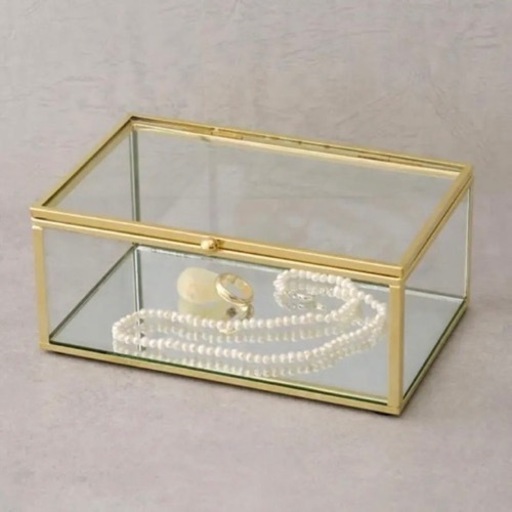 新品 フタ付き真鍮ガラスケース アクセサリーケース 韓国インテリア