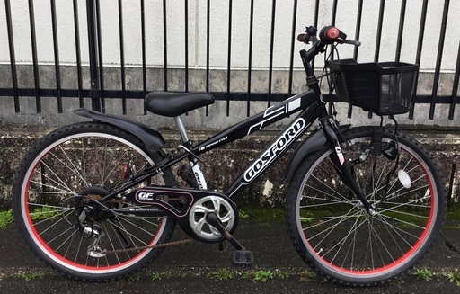 ＜動作・良品・整備済み＞GOSFORD・24インチ・ジュニア自転車・シマノ6段変速 LEDライト 鍵付き ブラック・お手入れで綺麗です♪