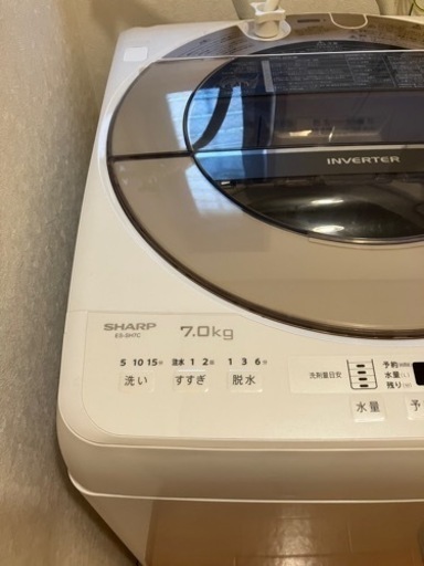 【美品】SHARP 全自動洗濯機/2019年製/7.0kg/ホワイト