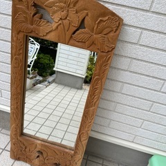 鏡　ミラー　木彫り　ＤＩＹ　