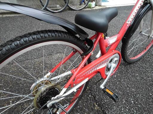 中古子供自転車２５６８　前後タイヤ新品！　２４インチ　６段ギヤ　ダイナモライト　身長128㎝から 中古子供自転車2568 前後タイヤ新品！ 24インチ 6段ギヤ