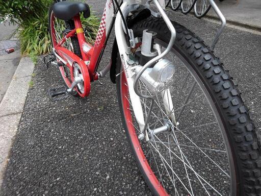 中古子供自転車2568 前後タイヤ新品！ 24インチ 6段ギヤ