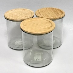 IKEA ふた付き容器　ガラス/竹　3個セット