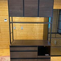 W 17597 大川家具 ステンレストップキッチンカウンター ◇大阪市内・東 