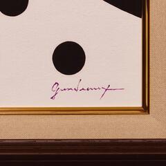 ○【雪のドット＆白富士】○がんどうあつし肉筆絵画アクリルF4