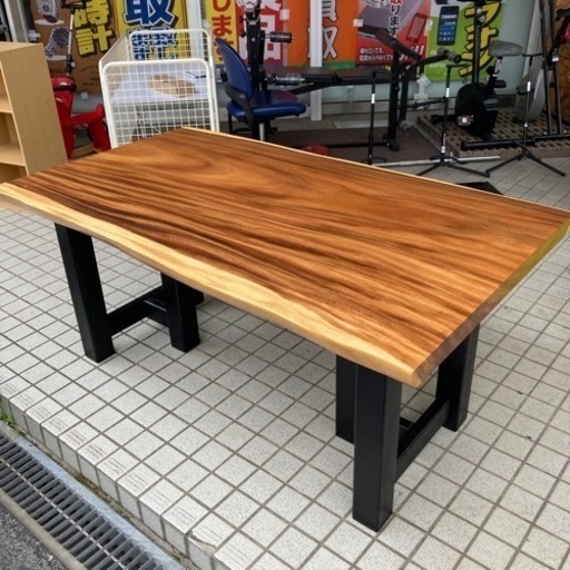 一枚板テーブル 脚付き ダイニングテーブル 座卓可能 大塚家具 モンキーポッド