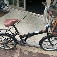 中古自転車　変速、LEDオートライト付き折り畳み自転車　