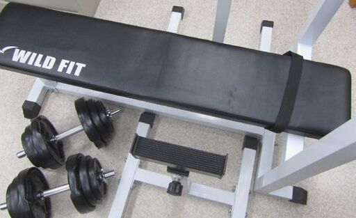 WILD FIT トレーニングジムセット 100kgバーベルダンベル ホームジム