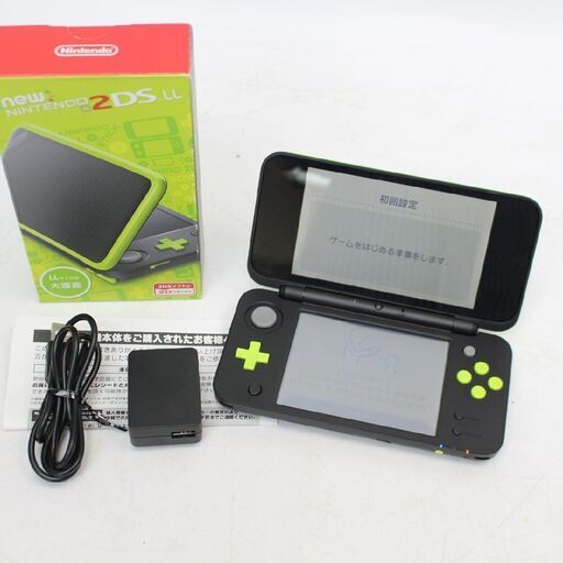 403)【美品】newニンテンドー2DS LL JAN-001 ブラック×ライム とびさせどうぶつの森付き