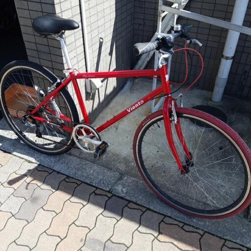 【中古クロスバイク】ルック車　グリップ新品　アルミスタンド新品　赤
