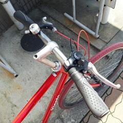 中古クロスバイク】ルック車 グリップ新品 アルミスタンド新品 赤