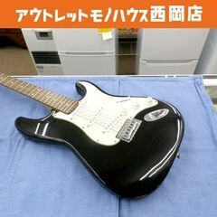 バスカーズ エレキギター ストラトタイプ 黒/白 22F シング...