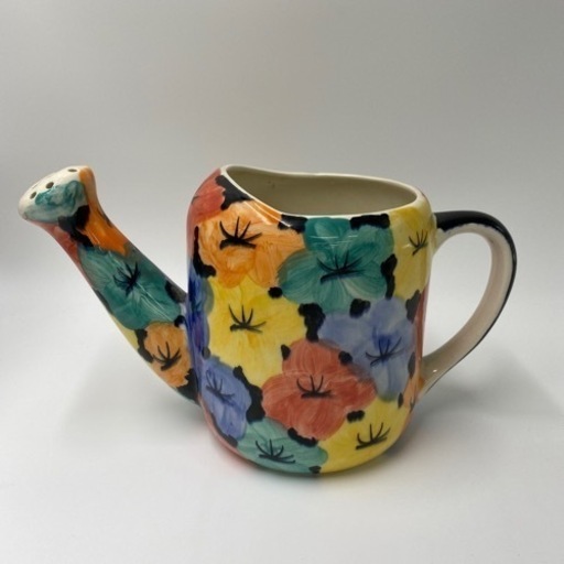 陶器　ジョウロ　花柄　レトロ　花瓶