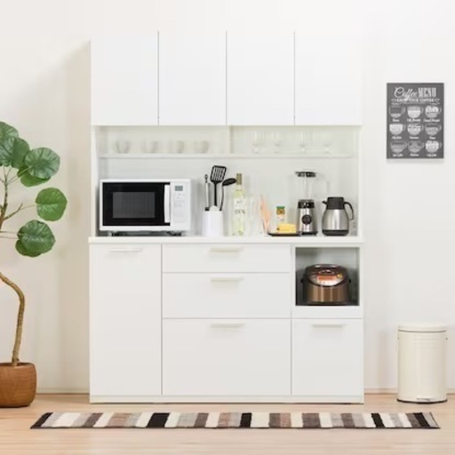 ニトリ キッチンボード (ソレル 140cm ホワイト) - 収納家具