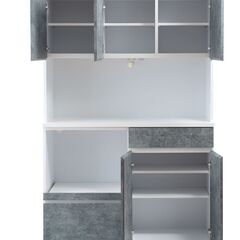 未使用　美品　キャビネット　幅120　キッチン収納　コンクリート　扉　棚　別注一本のみ製作　スライド引き出し　ホワイト　白