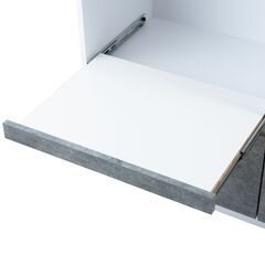 未使用　美品　キャビネット　幅120　キッチン収納　コンクリート　扉　棚　別注一本のみ製作　スライド引き出し　ホワイト　白
