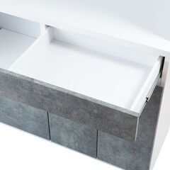 未使用　美品　キャビネット　幅120　キッチン収納　コンクリート　扉　棚　別注一本のみ製作　スライド引き出し　ホワイト　白