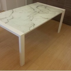 大理石調 伸長式ダイニングテーブル(エスペルト WH)