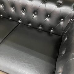 アウトレット家具】2Pソファ チェスターフィールド風 ブラック No.2670 