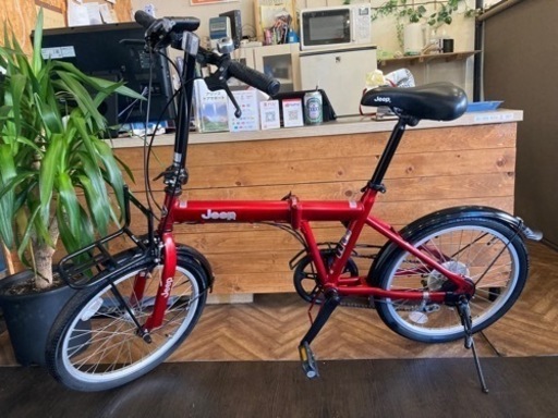 【チェーン新品！Jeep】6段変速　20インチ折りたたみ自転車　レッド チェーン新品！Jeep】6段変速 20インチ折りたたみ自転車 レッド