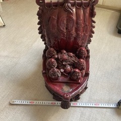 七福神宝船　木彫り　縁起物オブジェ　開運置物