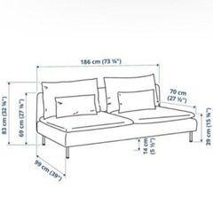 ソーデルハムン三人掛けソファ