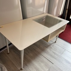 ガラステーブル ローテーブル ホワイト 幅900×奥行450×高...