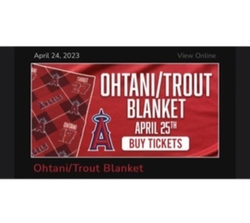 4/25球場配布】大谷翔平×トラウト ブランケット 大谷翔平 4⁄19