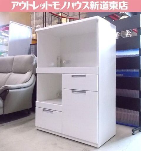 【超美品‼️】ニトリ 80cm幅キッチンボード(ダリア80) 艶あり木目調ホワイトW800×D420×H2000