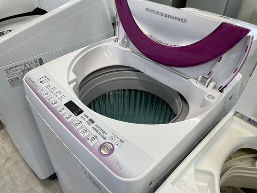 洗濯機の分解クリーニング行っています！配送設置込み③　シャープ7.0K洗濯機　2017年製　分解クリーニング済み！！