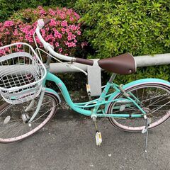自転車　No.829　ミントカラー　キッズ自転車　22インチ　【...