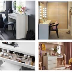 ドレッサー サイドチェスト 2点セット 白 テーブル IKEA パソコン 