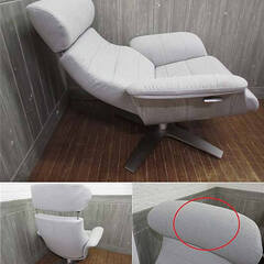 ss5049　リクライニングチェア　オットマン付　ライトグレー　パーソナルチェア　布張り　スチール脚　回転　一人掛け　ラウンジチェア　椅子　イス　いす　ソファー