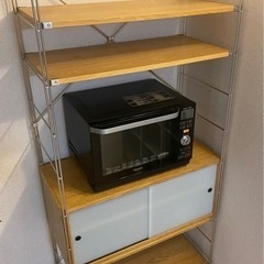 ステンレスユニットシェルフ・オーク材・カップボードセット