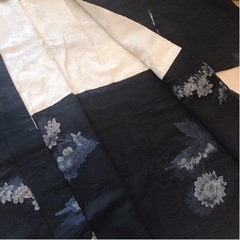 羽織　黒 花柄 ラメ 着物 絵羽 羽織り 和 レトロ アンティーク
