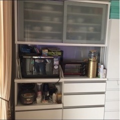 白　ホワイト　食器棚　カップボード　引き出し