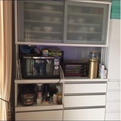 白　ホワイト　食器棚　カップボード　引き出し