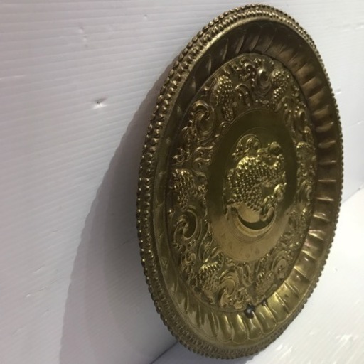 7541金の丸皿 トレー 飾皿 置物