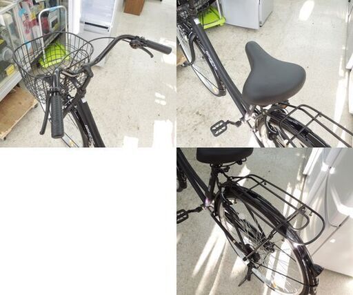 26インチ 自転車 シティサイクル ブラック カゴ付き 荷台あり ...