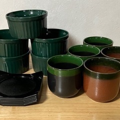 湯呑・茶托(5客セット)／陶器小皿(5セット)