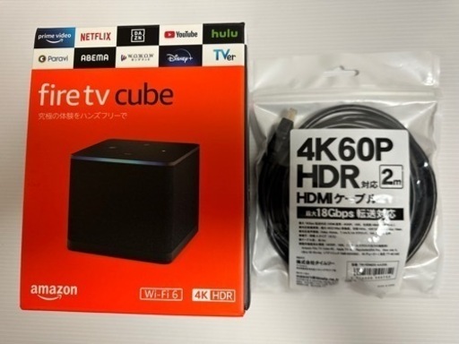 【ほぼ新品】Fire TV Cube ＋HDMIケーブル＋Alexa対応音声認識リモコンPro　Alexa 音声認識