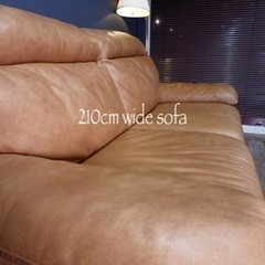 ☑️メル売約済　超極上イタリアナツッジ20万超本革ワイド3人掛けソファー210cm