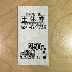 【260円区間】メトロ土日祝回数券　1枚200円から