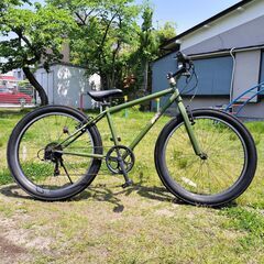 チェーン＋グリップ+サドル＋ブレーキ新品！ 26×3.0インチ ファットタイヤMTB 6段変速 マットカーキ