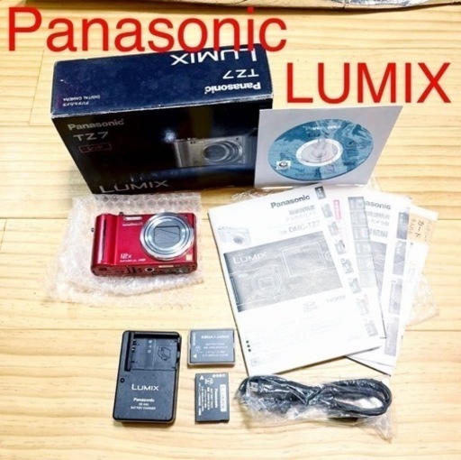 Panasonic LUMIX TZ7 レッド　動作良好　バッテリー2つ　1つ未使用1つおまけ　コンパクトデジタルカメラ